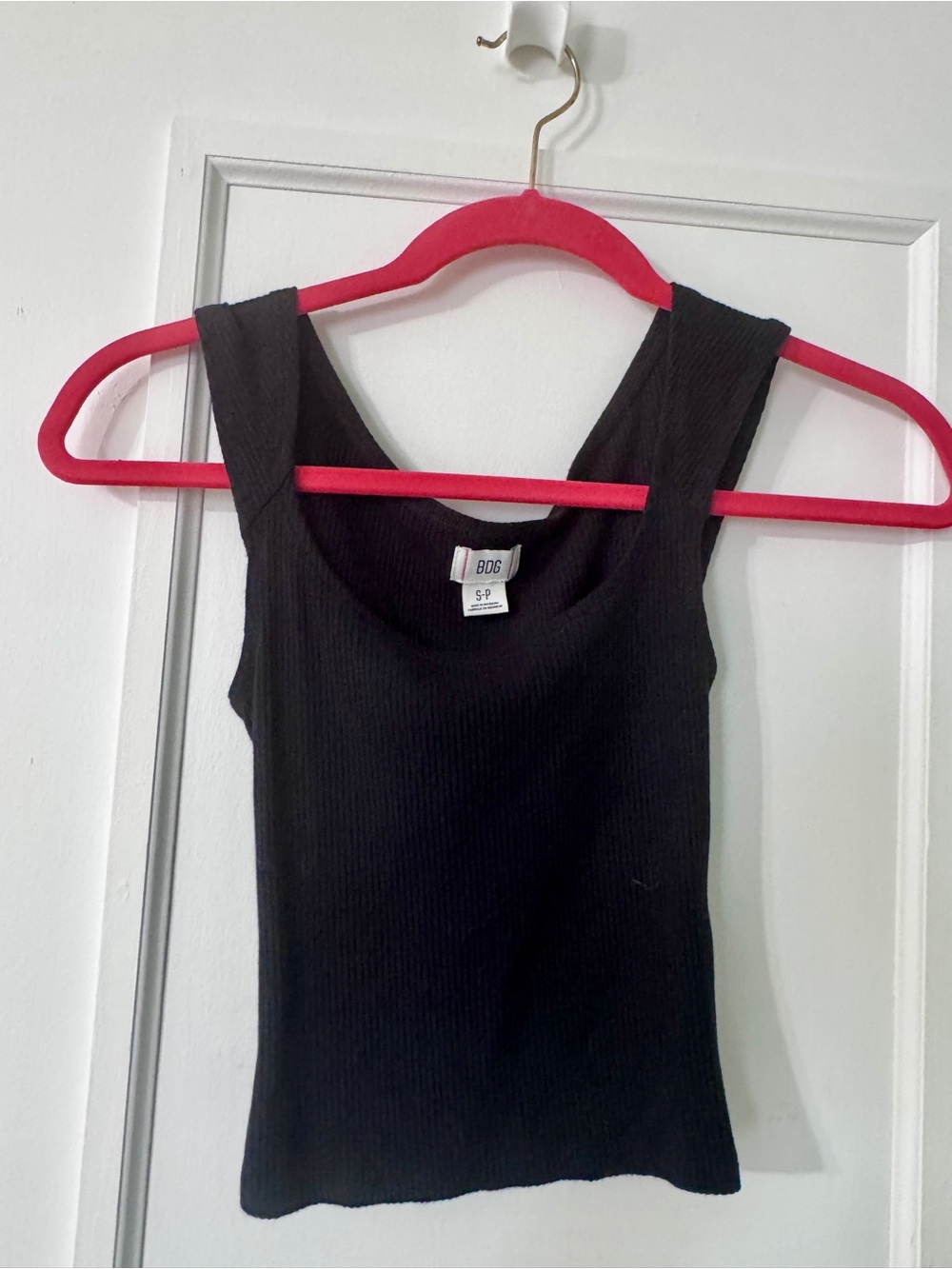 BDG Black Ribbed Square Neck Tank Top Sm